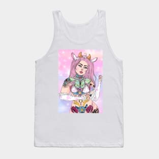 Tattooed Pastel Cow Girl Tank Top